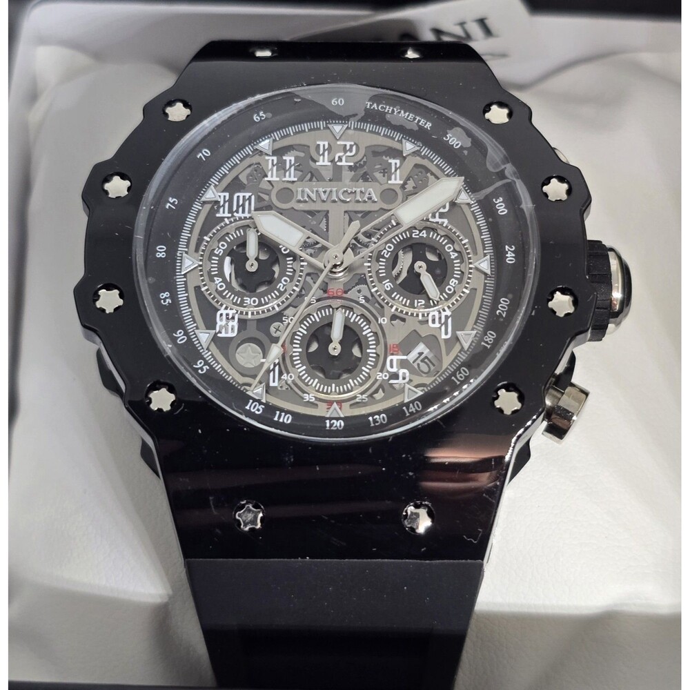 Invicta Racing Vaulthan Men's Watch 44mm 69669 Black/Silver Dial New!! - Picture 1 of 6